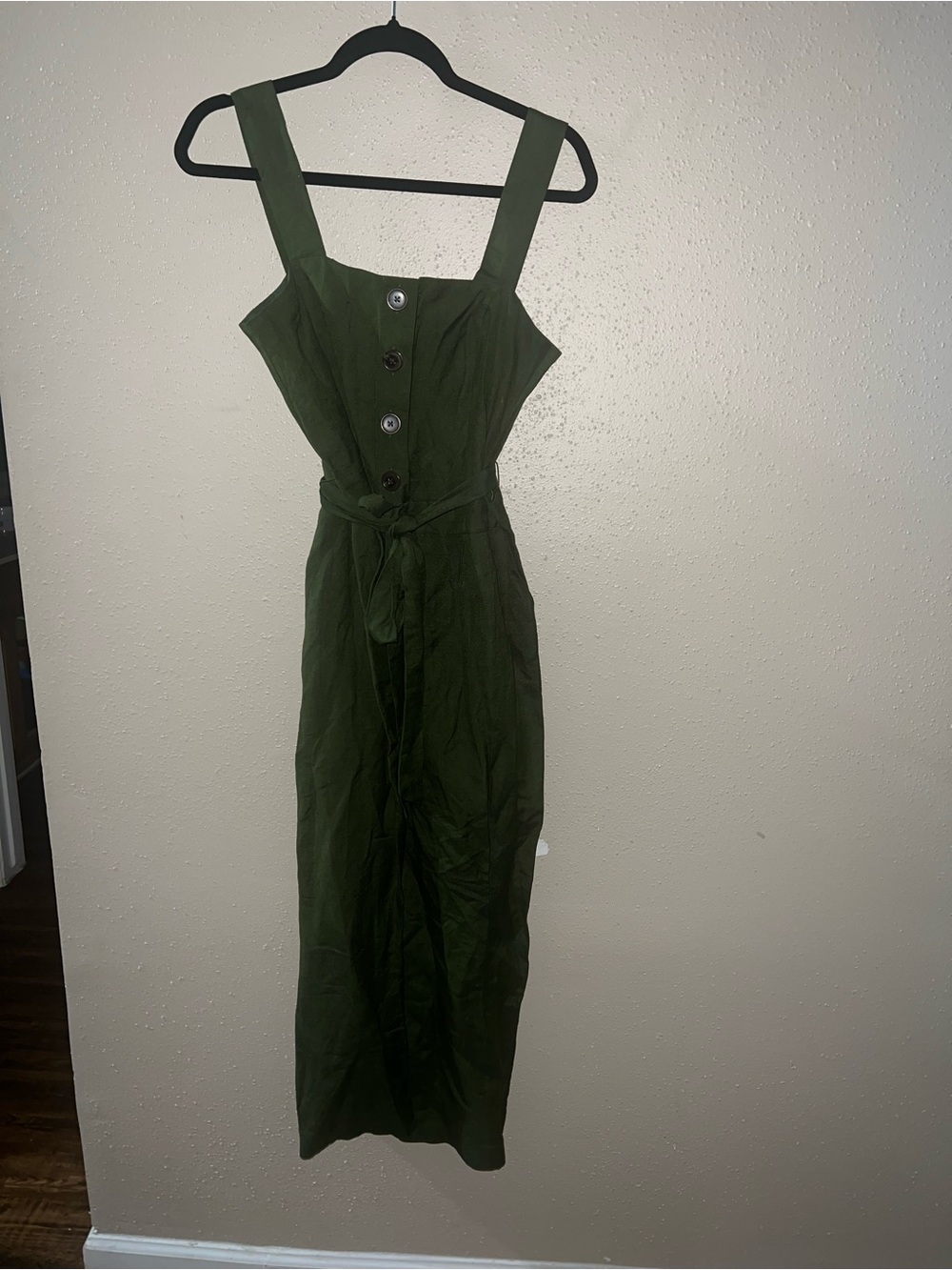 Ann Taylor Olive Green Romper with Front Buttons
